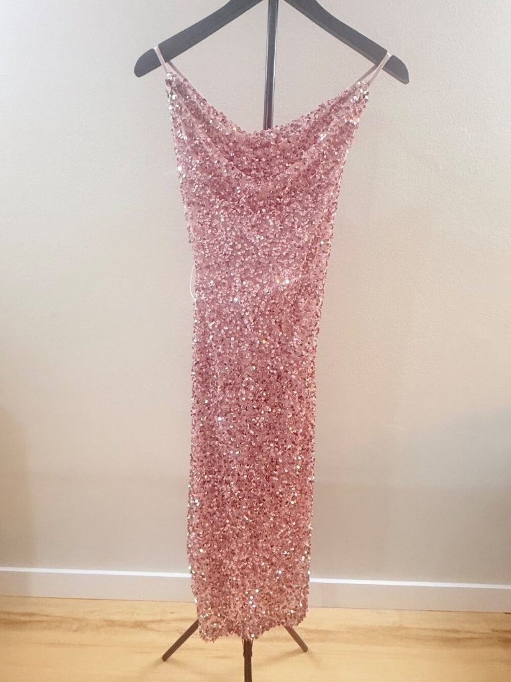 Morgan & Co Sequin Drape Neck Midi Dress - 1495